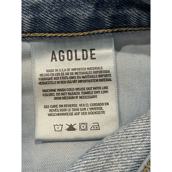 AGOLDE 90s Mid-Rise Loose Fit Distressed Button Fly Jeans Organic Cotton Size 26 - Picture 3 of 10